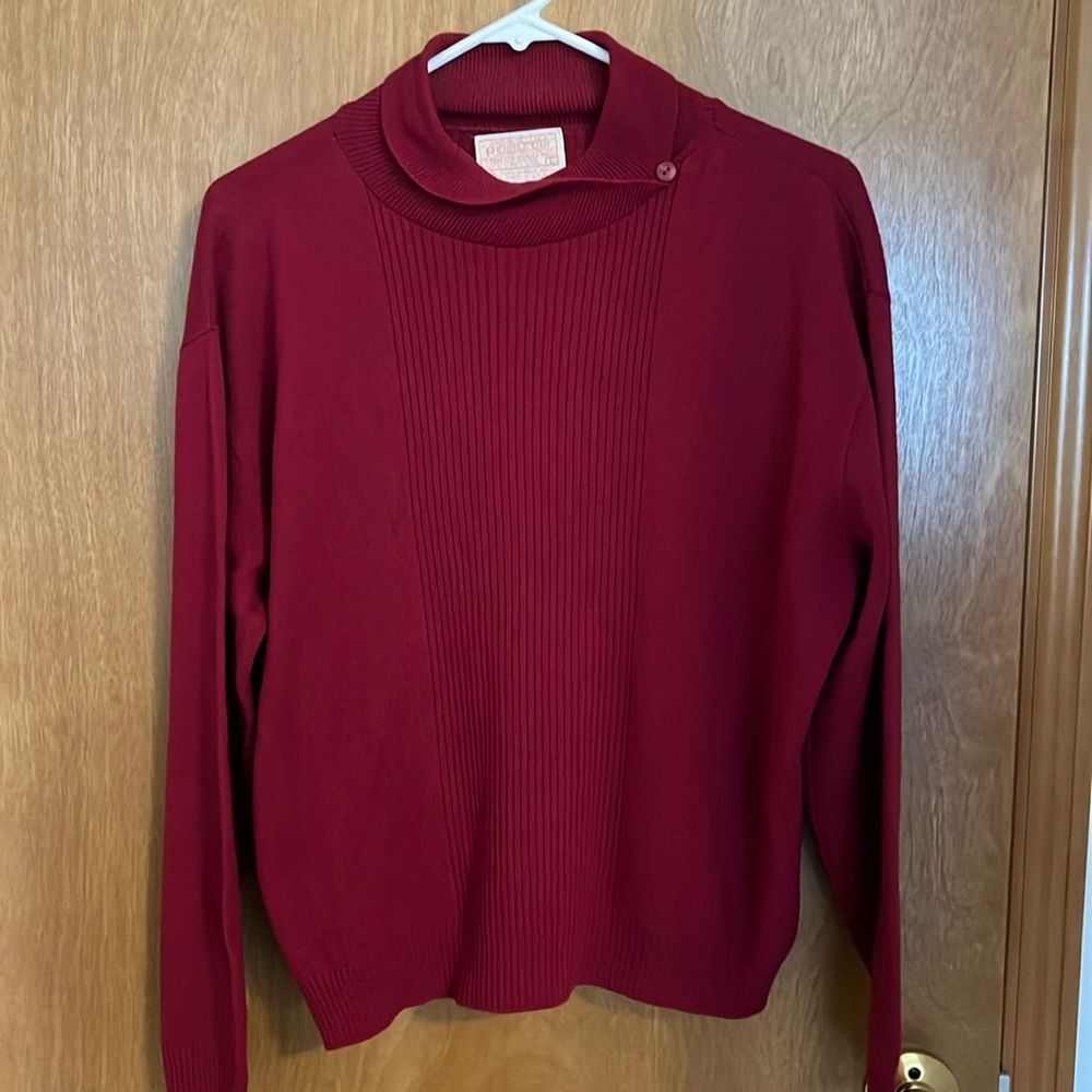 Vintage Pendleton Wool Red Sweater Cross Button Collar Size Large
